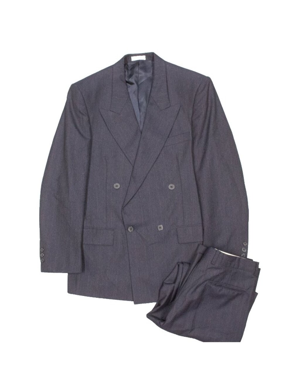 Vintage Double Breasted Suit 2pc Henley Wool Striped Canada Grey 38R 29x29